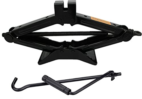 HELEVIA Gato de tijera de acero para coche, eje de acero más grueso, estabilización de alta capacidad, gato de tijera para camión, retráctil, fácil de almacenar, para caravanas y automóviles (2T)