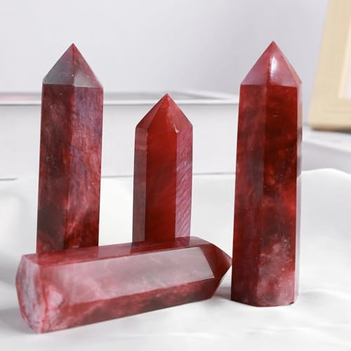 DSZUJTYROP 1 Pezzo 9-10 cm Pietra di Luna Rossa Naturale Punto Torre Magica Scena Domestica Decorazione da Tavolo