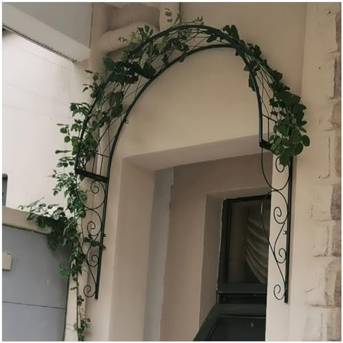 Treillis mural en fer forgé pour plantes grimpantes, fleurs et vignes – Élégante tonnelle de rose pour portes et entrées 105 x 21 x 105 cm, vert