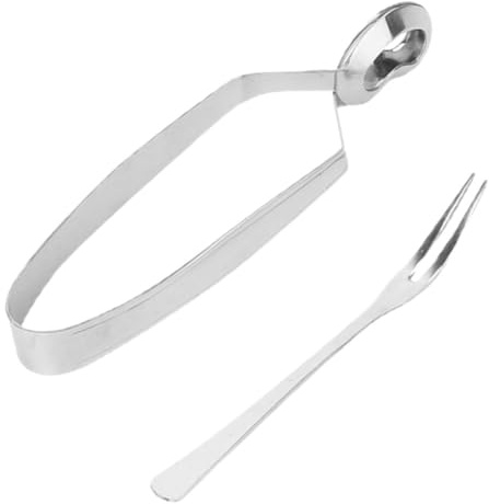 SUPVOX Set Pinze per Lumache in Acciaio Inox 2 Pezzi Forchetta, Pinza Multifunzionale Ergonomica Anti-scottatura per Cucina e Frutti di Mare, Utensili Pratici per Servire Lumache e
