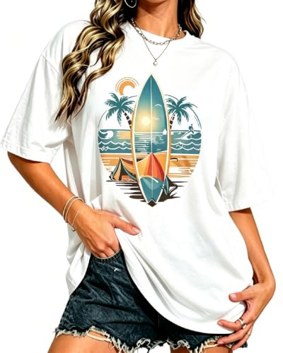 AIYINO Women's 100% Cotton T-Shirt Oversized Ladies Graphic Tee Summer Top | 100% Premium Cotton Tshirt ,Ultra-soft, breathable, all-day comfort.Loose Fit Relaxed drop-shoulder streetwear daily outfit