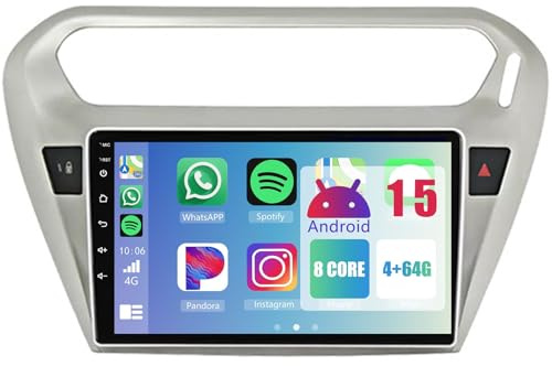 Autorradio Android de 9 Pulgadas con Pantalla táctil 2 DIN para Peugeot 301 2013-2018 con Bluetooth WiFi Carplay AHD y cámara de Marcha atrás (8 núcleos (4+64 GB)).