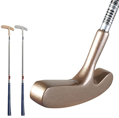 Putter de golf para niños y niñas, perfecto para principiantes, zurdos o diestros, caña de empuje de golf (edad 9-12 (niñas), cabeza dorada)