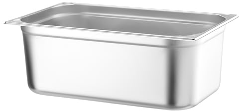 HENDI Gastronormbehälter, mit verstärkten Ecken, geeignet für Chafing Dishes, Bain-marie, Backöfen, Gefrierschränke, temperaturbeständig von -40° bis 250°C, 28L, GN 1/1, 530x325x(H) 200mm, Edelstahl