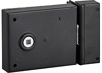 THIRARD - Serrure horizontale en applique à fouillot pour porte int., pêne 1/2tour seul, axe 70mm, carré 6mm, 95x76mm, noir