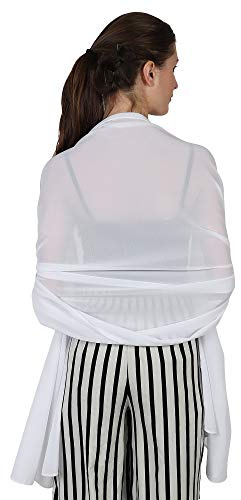 World of Scarfs Soft Chiffon Scarves Shawls Wraps for Wedding Evening Party Special Occasions Big Size 90 x 190 Cms (White)