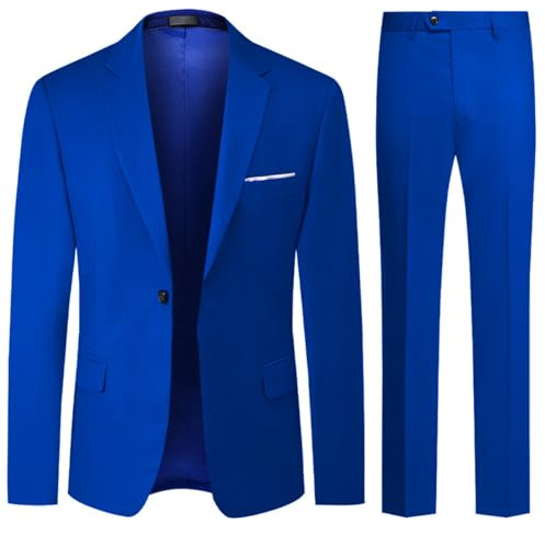 Allthemen Abiti da Uomo 2 Pezzi Abito da Sposa Regular Fit Abito da Lavoro con Un Bottone Zaffiro XL