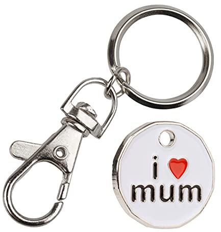 Harts 1 unit New Shape £1 coin Trolley Tokens Keyrings Supermarket Locker (I love Mum)