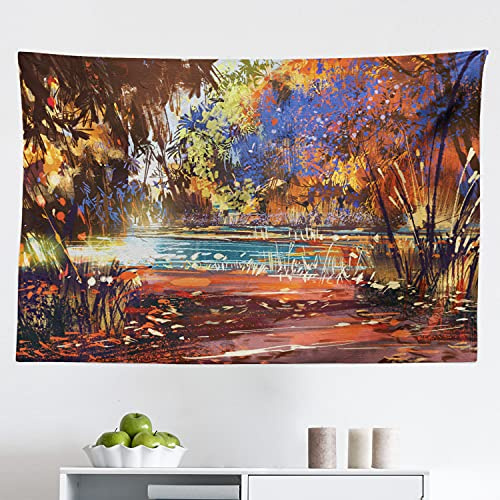 Ambesonne Fantasy Tapestry, Refreshing Nature Painting Serene Pond Illusionary Perspective Swamp Environmental, Fabric Wall Hanging Decor for Bedroom Living Room Dorm, 45 X 30, Multicolor