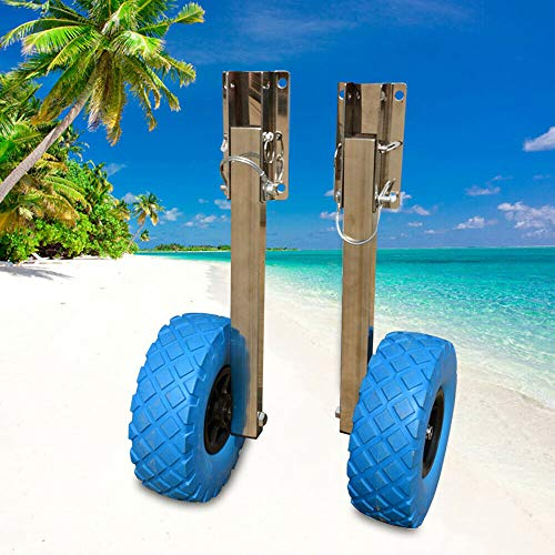 SHZICMY Ruedas traseras plegables de acero inoxidable, 10 x 3 pulgadas, para botes inflables de hasta 136 kg