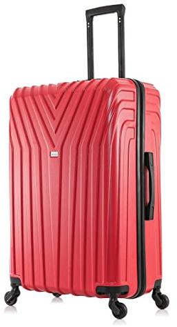InUSA VASTY Luggage with Spinner Wheels | Durable Lightweight Hardside Suitcase, Travel Bag with Handle and Trolley, 28-Inch Large Checked Luggage | Red