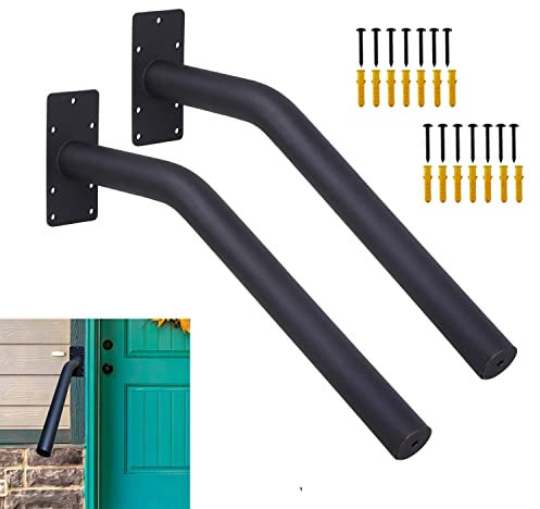 VANROUG 2 Pcs Wall Mount Handrail Stairs, 1 to 2 Steps Outdoor Stair Handrails, Wall Mounted Safety Railing for Garden, Garage, Toilet, Porch