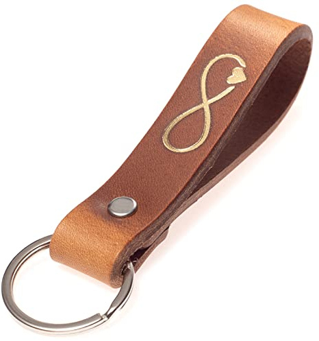 ELBERCRAFT® Schlüsselanhänger Leder UNENDLICHE LIEBE der Schlüssel Organizer für deine Schlüsseltasche keychain made in Germany braun Gravur gold
