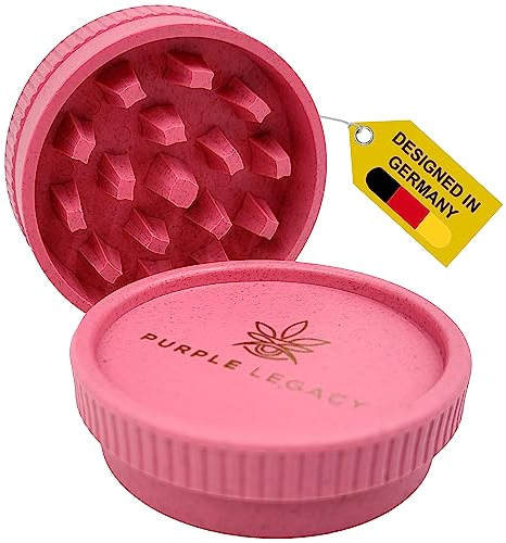 PURPLE LEGACY® Biologisch abbaubarer Pollen Crusher zum Zerkleinern von Kräutern und Gewürzen - 2-teiliger Grinder aus Pflanzenfasern für Unterwegs - Unauffällig (Pink)