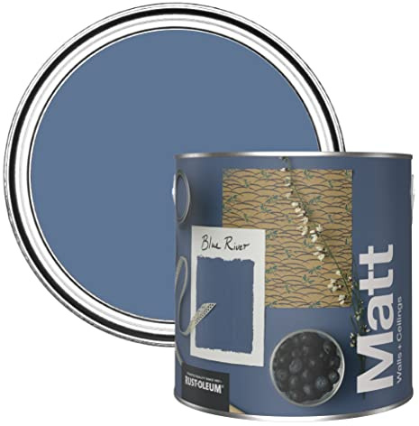 Rust-Oleum ultra strapazierfähige, extra deckende, abwaschbare, blau matte Wandfarbe - Blauer Fluss 2,5 Litres