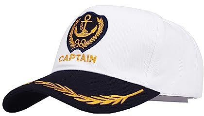 HIXNUG Captain Baseball Cap Sailor Hat Sea Cap Boat Baseball Hat Halloween Costume Accessory for Men Women White