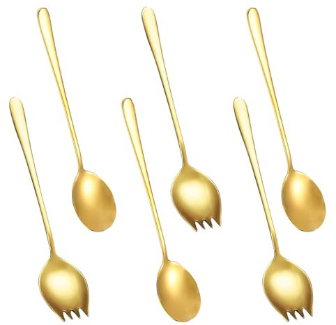 JustYit 6 Pezzi Set Posate da Insalata 3 Cucchiaio per Insalata e 3 forchetta per Insalata Acciaio Inox Servizio di Posate per Insalata per Casa, Campeggio, Ristorante, Lavabile in Lavastoviglie