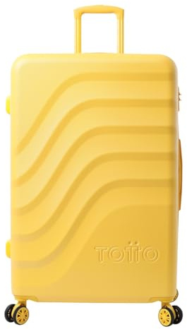 TOTTO - Maleta Rígida Grande, Modelo Bazy+, 50 x 79 x 30.5 cm, Capacidad 100L, Expandible, Resistencia a Impactos, Ruedas 360º, Manija Telescópica, Correa Interna, Candado TSA, Color Super Lemon
