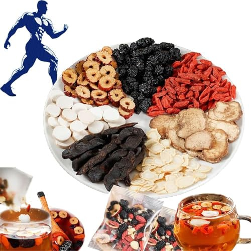 Derivemid Kidney tea formula Ginseng Six Treasure Tea - Kidney Detox Tea - Te Chino para Limpiar Los Riñones,Ginseng Five Treasures Tea Kidney Tea,Natural Organic Chinese Herbal Tea for Men Women (1)