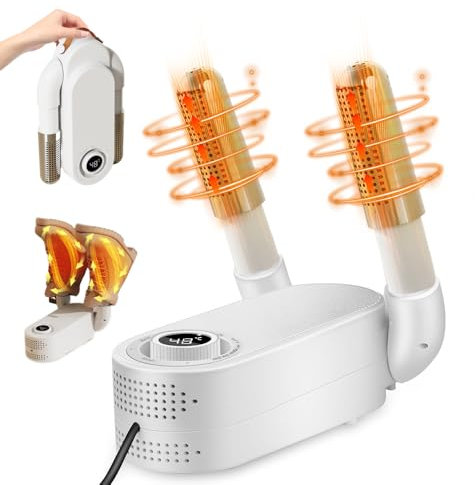 Asciuga Scarpe Elettrico, XPJBKC Asciugascarpe con Timer e Luce Uv, Pieghevole Asciuga Scarpe da Calcio, Asciuga Scarponi Asciugatrice per Scarpe Cappelli Sci Calzini Scarponi