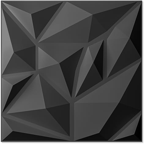 Art3d 100 paneles de pared 3D para decoración de paredes interiores PVC diamante revestimiento de pared para gaming salón TV fondo de pared 30 x 30 cm negro