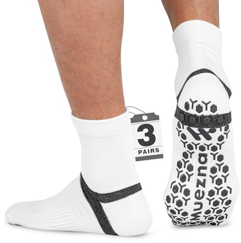 Muezna Men's Non-Slip Yoga Socks,Pilates Socks with Grips Slipper Socks