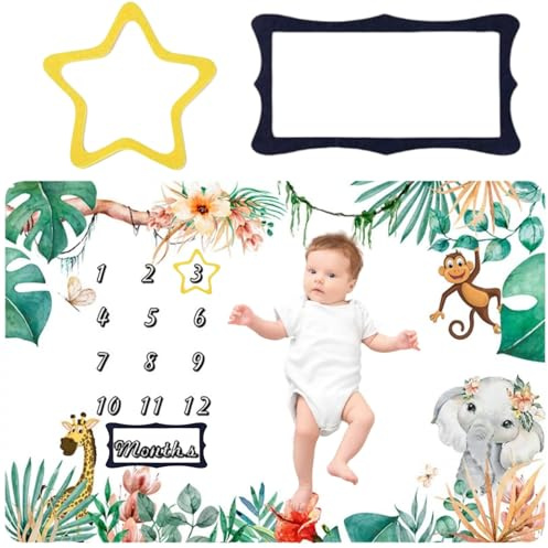 ZDL Coperta Mesi Neonato per Foto in Italiano Unisex,Coperta,Tappeto Mesi Neonato In Italiano,Copertas Mesis Neonatos In Italian,Copertas Mesis Neonatos Maschio O Femmina