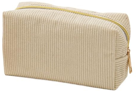 Trousse À Crayons En Velours Côtelé, Trousse À Crayons Beige Grande Capacité Pour Filles, Trousses À Crayon Crème Avec Fermeture Éclair, Trousses À Crayon Unie Esthétique, Fournitures Scolaires