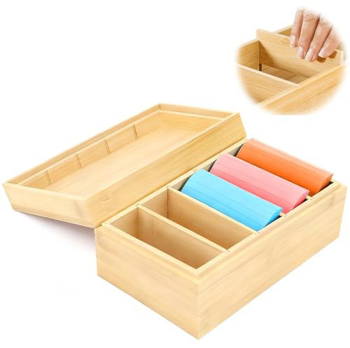 Scatola per schedari formato A7, 22 x 12,6 x 9 cm, con coperchio, scatola per schede vocabolari, per ufficio, scuola, casa (schede non incluse)