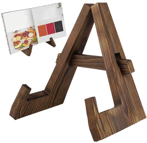 Présentoir de livre de cuisine rustique en bois pour comptoir, organiseur de livres de cuisine réglable pour hommes, femmes, adolescents, filles, garçons, fils, fille, famille, grand-mère