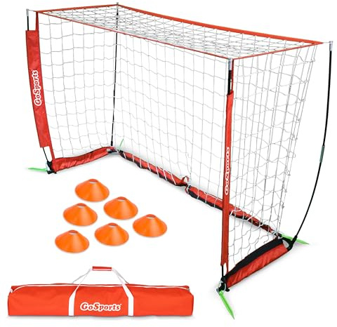 GoSports Elite Soccer Goals - Includes 1 Elite Goal, 6 Training Cones & Portable Carrying Case (Choose 6 ft or 12 ft Goal Size)