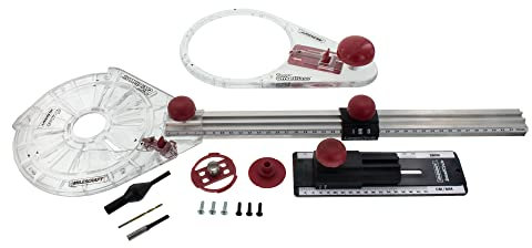 Milescraft 1219 Kit de guidage circulaire pour défonceuse/routage de petits et grands cercles de 3,8 cm jusqu'à 132,1 cm de diamètre avec base décalée pour projets de bordure, noir