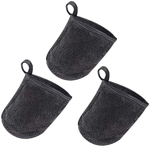 KinHwa Make up Entferner Tuch Weich Schonend für Haut Gesichtsreinigungstücher Wiederverwendbare Mikrofaser Abschminktücher Abschminken Nur Mit Wasser 13cm x 10cm 3 Stück Dunkelgrau