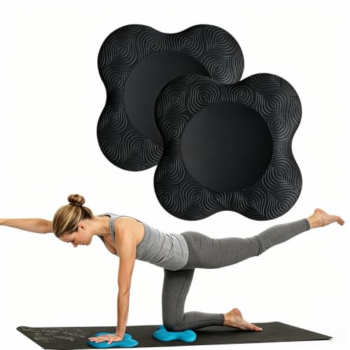 Zealtop Yoga knäskydd kudde extra tjock för knän armbågar handled händer huvud skum yoga pilates träning knäskydd (svart 2-pack)