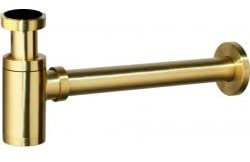 Valaz - Sifone a vista per lavabo, in ottone e acciaio inox, 1/4, colore oro spazzolato