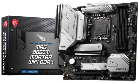 MSI MAG B660M MORTAR WIFI DDR4 Motherboard, Micro-ATX - Supports Intel 12th Gen Core Processors, LGA 1700 - DDR4 Memory Boost 4800+MHz/OC, PCIe 4.0 & 3.0 x16 Slots, 2 x M.2 Gen4 Slots, Wi-Fi 6