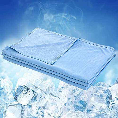 WONGS BEDDING Manta de Enfriamiento Manta de Enfriamiento de Poliéster Ligero Manta De Verano Transpirable de Doble Cara (Azul, 200x220cm)