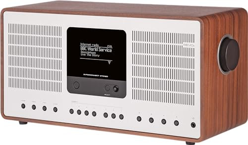 REVO SuperConnect Stereo Internet Radio/DAB+ Digital Radio (30 Watt, Stereo Radio, Internet, WLAN, DAB/DAB+/FM, Spotify, Amazon Music, Napster and Much More, Design Radio) Walnut Silver