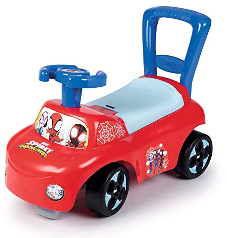 Smoby - Spidey - Porteur Auto - Fonction Trotteur - Volant Directionnel - pour Enfant Dès 10 Mois - Coffre à Jouets - 720508