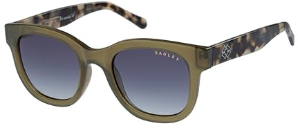 RADLEY London Women's Chunky Round Eye Sunglasses, 49 mm, Khaki Green and Pale Tort
