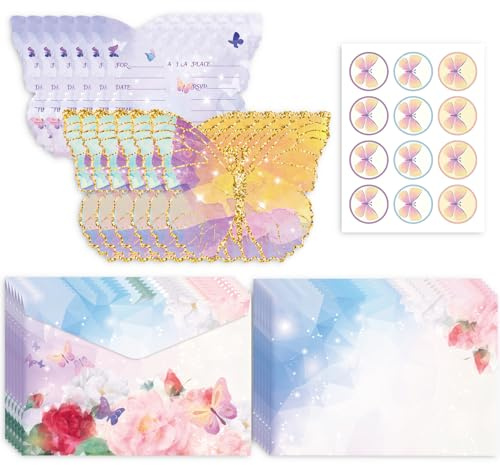 ZALHIN Set di biglietti d'invito da 12 pezzi - 12 biglietti d'invito con design a farfalla 3D - perfetti per compleanni e occasioni speciali