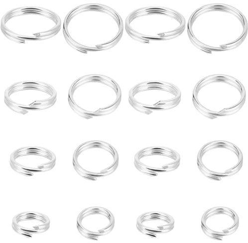 Beebeecraft 1 boîte 20 pièces Anneaux de Saut à Double Boucle 925 anneaux de Saut Fendus en Argent Sterling 5/6/7/8 mm Anneau de Liaison pour la Fabrication de Bijoux