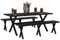 Outsunny Bierzeltgarnitur, 3-TLG. Festzeltgarnitur mit Tisch aus Alu, 2 Bänken aus Stahl, Schirmloch, Gartenmöbel Set mit Holzoptik für Terrasse, Balkon, 180 x 80 x 73 cm, Schwarz