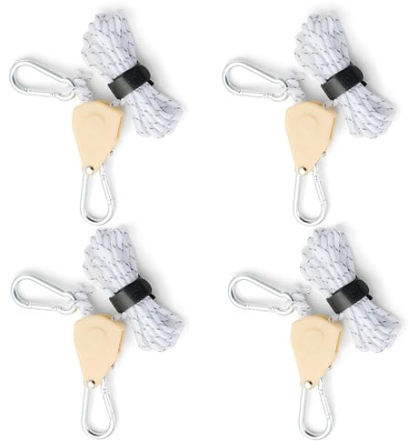 4 Stück Verstellbarer Seil Ratsche, Abspannseile mit Seilspanner, Alluring Ratchet Hanger, Reflektierend Leichte Abspannleine Zeltschnur mit Haken für Campingzelte, Markisen