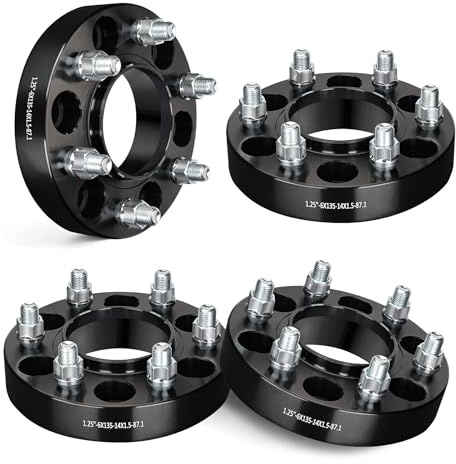 EVIL ENERGY 6x135 Wheel Spacers 1.25 inch Compatible with F150 2015-2025, 6x135 mm Hubcentric with Lip 6 Lugs 87.1 mm Hub Bore M14x1.5 Studs Black