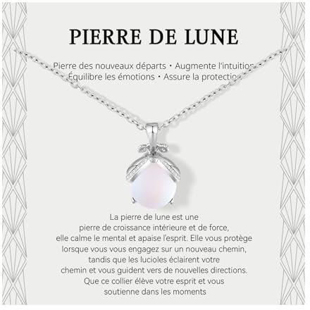 Lueaurra Cadeau pour Femme Collier Pierres de Lune Idee Original Cadeau Ado Fille Cadeaux Noel Femme Anniversaire Collier pour Fille Maman Sœur Amie