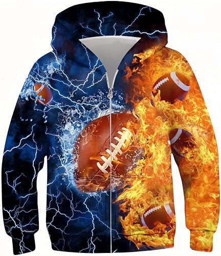 Ocean Plus Pojke Hoodie med Dragkedja – Mjuk & Tålig Digitaltryckt Tröja för Barn – Långärmad Vardagströja för Höst/Vinter