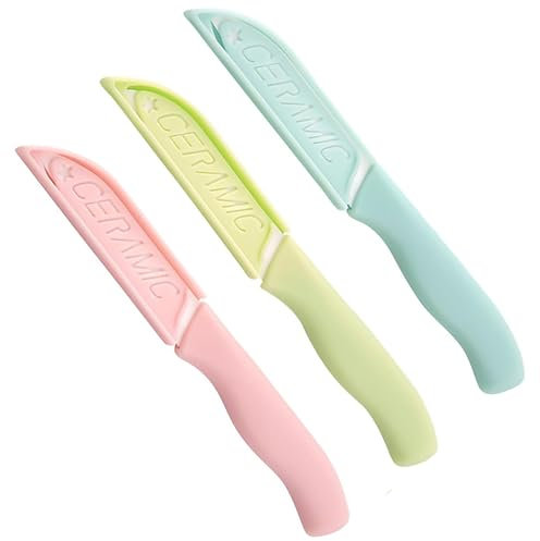 WERIGONI da 3 pezzi Coltelli Ceramica, Coltelli Cucina, Lama da 80 mm con Lama in Ceramica e Copricoltello