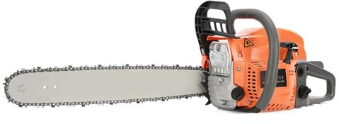 58cc Petrol Chainsaw, High Power 20 Gas Chainsaw with Fast Cutting and Labor-Saving Design, Handheld Logging Machine, Gas Powered Wood Cutting Chain Saw for Tree Pruning Garden Orange
