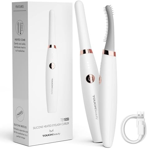 TOUCHBeauty Recourbe-cils chauffant, Recourbe-cils électrique avec fonction de charge USB - 3 niveaux de température, Curleur de cils, chauffe en 10s, Courbure longue durée des cils (Rose)